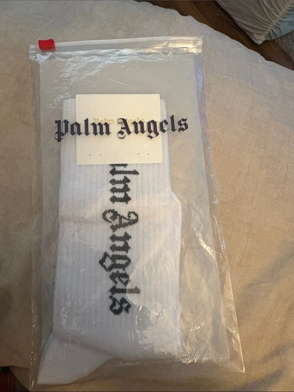 Palm Angels White Socks with Black Logo